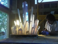 Simulated Giant Quartz and Gold Crystals