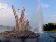 Simulated Giant Quartz and Gold Crystals